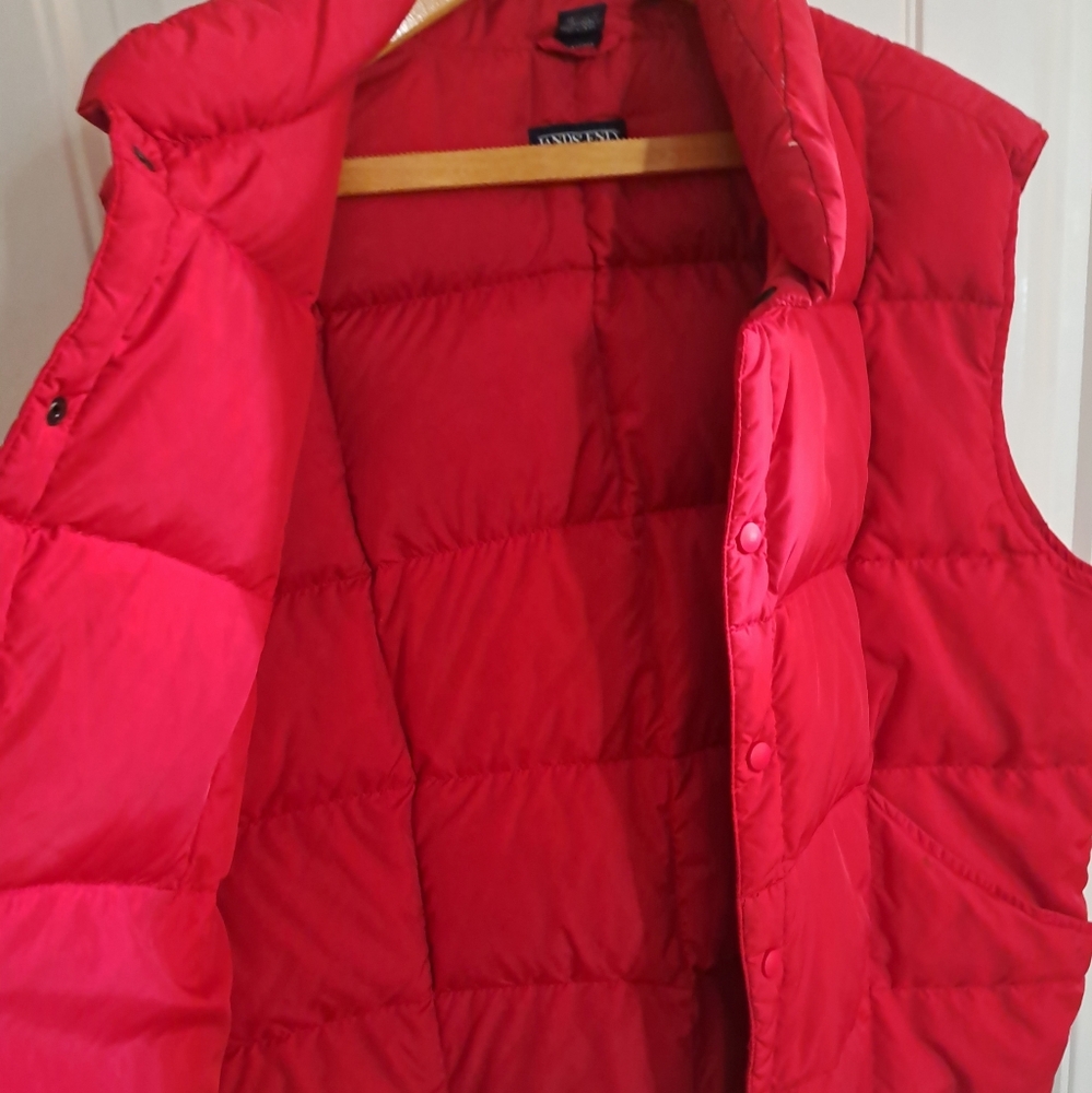 VTG Mens LANDS' END lightweight Down Puffer Vest RED XL 46-48 - Picture 7 of 7